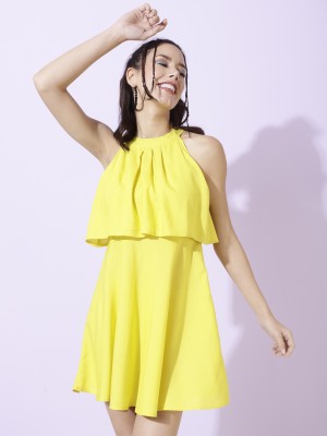 METRONAUT Women Tiered Yellow Dress