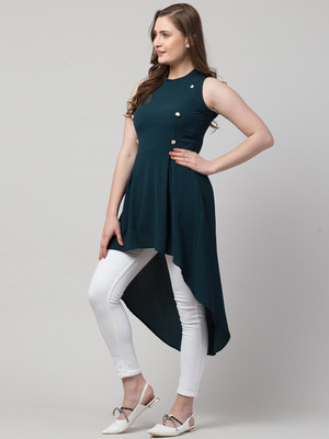 SAKSHI TRADER Women High Low Green Maxi/Full Length Dress