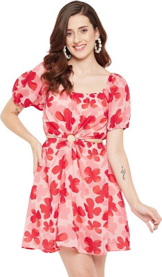 HouseOfCommon Women A-line Pink Above Knee/Mid Thigh Length Dress