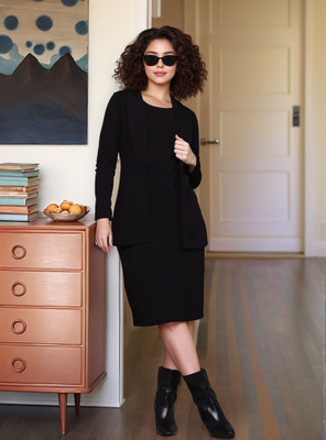 Dwarros Women Bodycon Black Knee Length Dress