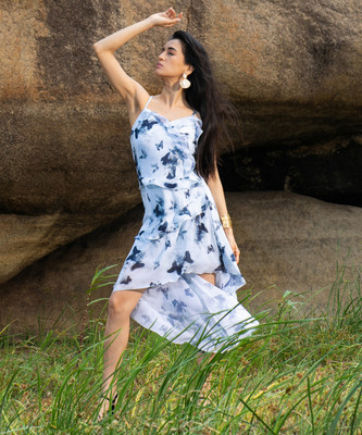 Pina Colada Women A-line Blue Midi/Calf Length Dress