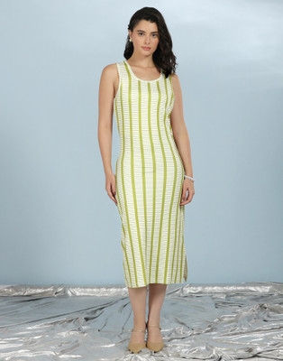 Selvia Women Bodycon Green Midi/Calf Length Dress
