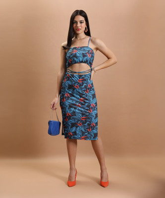 Tokyo Talkies Women Bodycon Blue, Black, Red Below Knee Dress
