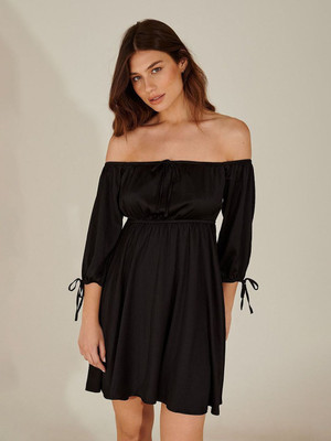 Roadster Women A-line Black Knee Length Dress