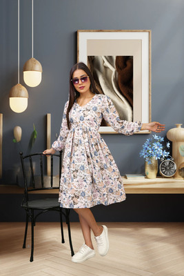 GIVAFAISHONS Women Fit and Flare White Knee Length Dress