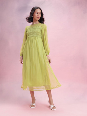Dressberry Women A-line Green Midi/Calf Length Dress