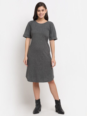 BRINNS Women A-line Grey Knee Length Dress