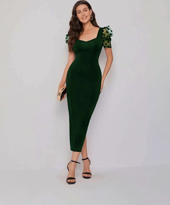 Arbiter Collection Women Bodycon Green Maxi/Full Length Dress