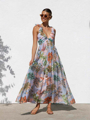 OUTZIDR Women A-line Multicolor Ankle Length Dress