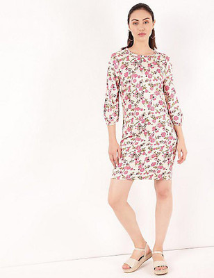 MARKS & SPENCER Women Shift Multicolor Above Knee/Mid Thigh Length Dress
