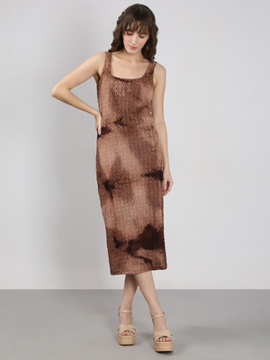 VERO MODA Women A-line Brown Midi/Calf Length Dress