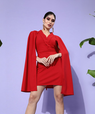 ATHENA Women Sheath Red Above Knee/Mid Thigh Length Dress