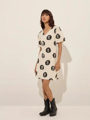 Leriya Fashion Women Ethnic Dress White Knee Length Dress