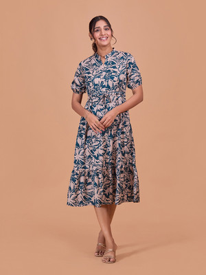 Dressberry Women Fit and Flare Green Midi/Calf Length Dress