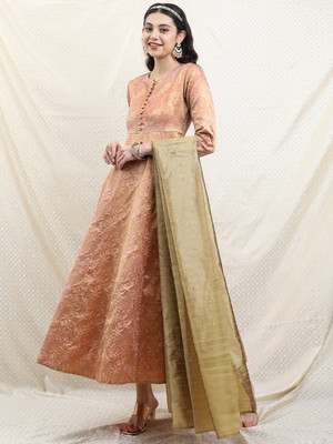 Vishudh Women A-line Pink Maxi/Full Length Dress
