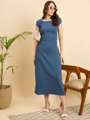 Dwarros Women A-line Multicolor Midi/Calf Length Dress