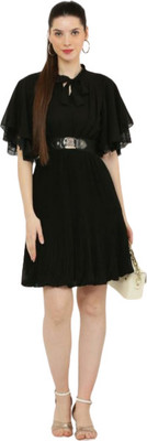 SHYAMKURTIHOUSE Women Fit and Flare Black Knee Length Dress