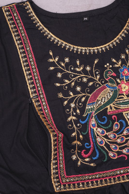 DICHIKA Women Fit and Flare Black Below Knee Dress