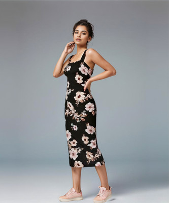 Attire Empire Women Bodycon Black Midi/Calf Length Dress