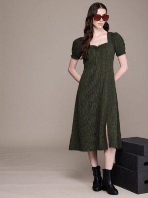 Roadster Women A-line Green Dress