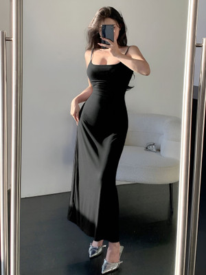 HouseOfCommon Women Bodycon Black Maxi/Full Length Dress