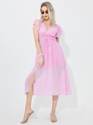 Istyle Can Women Fit and Flare Pink Dress