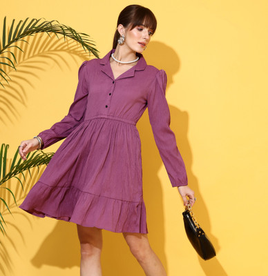 Honky Tonky Women Shirt Purple Above Knee/Mid Thigh Length Dress