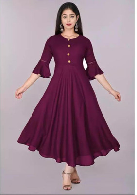 Alastar Women A-line Purple Midi/Calf Length Dress