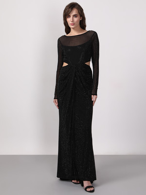 VERO MODA Women Fit and Flare Black Maxi/Full Length Dress