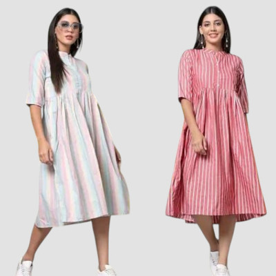 Rangrasiya Creation Women Fit and Flare Multicolor Below Knee Dress