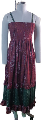 Imagination by Priya Women Fit and Flare Maroon Midi/Calf Length Dress