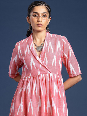 Taavi Women A-line Pink Below Knee Dress
