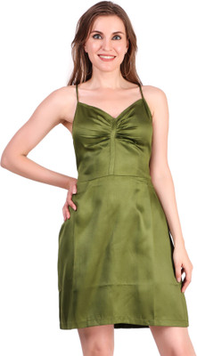 Trymisfit Women A-line Green Above Knee/Mid Thigh Length Dress