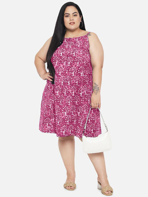 indietoga Women Fit and Flare Pink Midi/Calf Length Dress