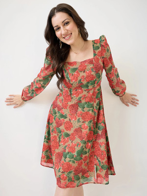 Globus Women Fit and Flare Beige Midi/Calf Length Dress