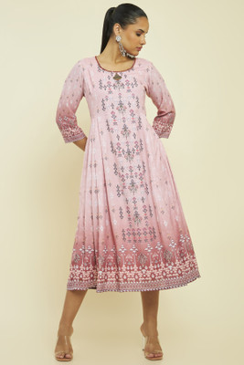 soch Women Fit and Flare Multicolor Midi/Calf Length Dress