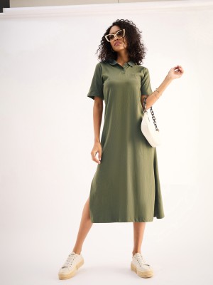 SASSAFRAS Women T Shirt Green Dress