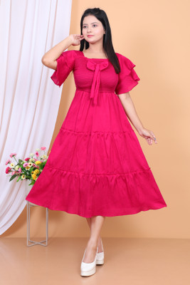 SHREESHYAMDARBAR Women Fit and Flare Maroon Maxi/Full Length Dress