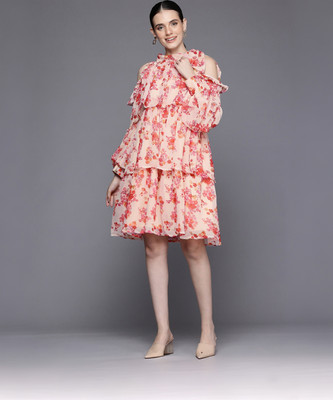 Dream Star Women A-line Pink Above Knee/Mid Thigh Length Dress