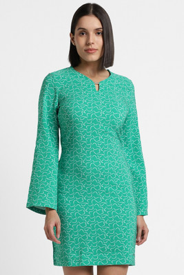 Allen Solly Women A-line Green Above Knee/Mid Thigh Length Dress