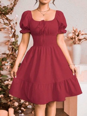 Rf Fashion Women Fit and Flare Pink Dress