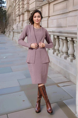 AA-HA! Women Bodycon Purple Knee Length Dress