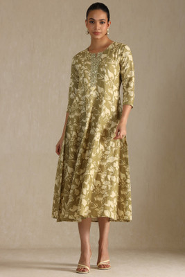 soch Women A-line Green Midi/Calf Length Dress