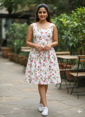 DIVINE GRACE ENTERPRISES Women Peplum White Knee Length Dress