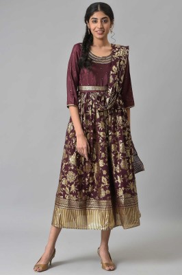 Aurelia Women Ethnic Dress Brown Dress