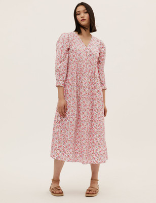 MARKS & SPENCER Women Shift Multicolor Knee Length Dress