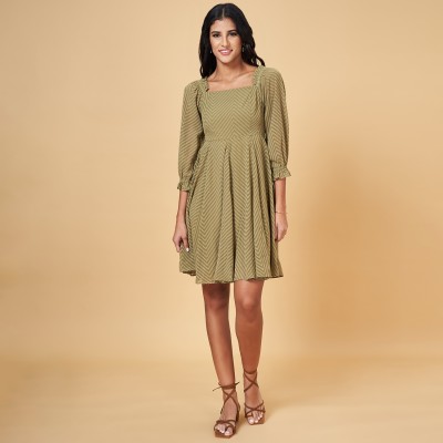 Honey By Pantaloons Women Fit and Flare Green Dress