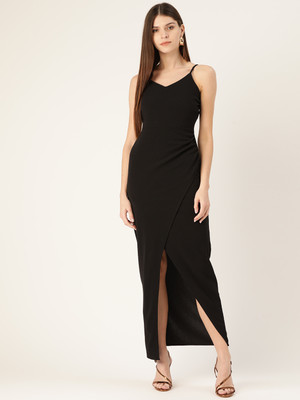 METRONAUT Women Sheath Black Maxi/Full Length Dress