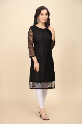 Vidula Fashion Women Self Design A-line Kurta(Black)