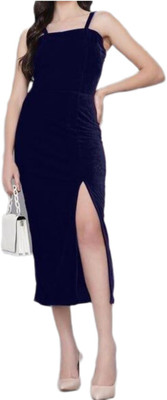 Garima Fashion Women Bodycon Blue Above Knee/Mid Thigh Length Dress